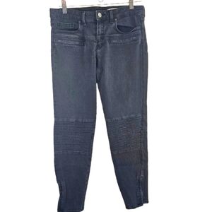 Zara Mid Rise Slim Fit Faded Black Wash Moto Jeans  Size 10